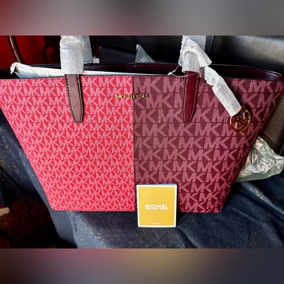 Michael Kors Red and Purple Women's Tote Bag - Picture 3 of 12
